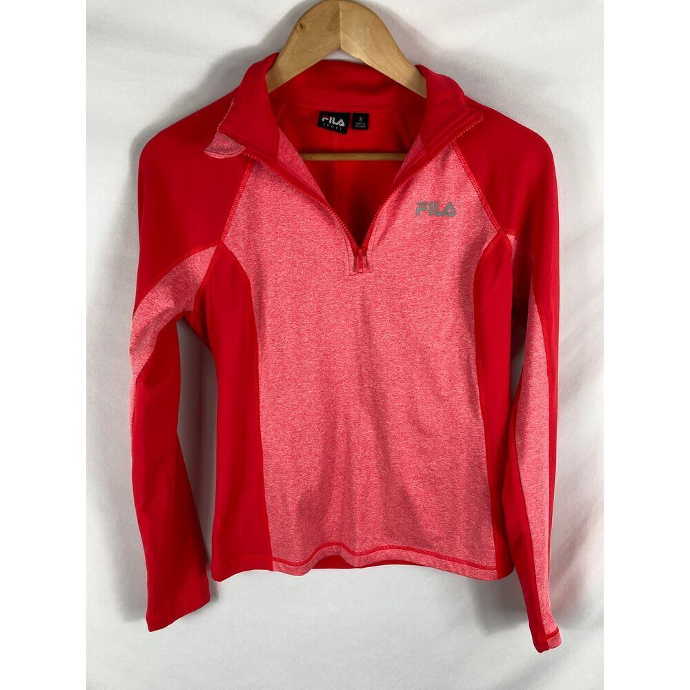FILA Long Sleeve 1/4 Zip Activewear Top Pink Size Small